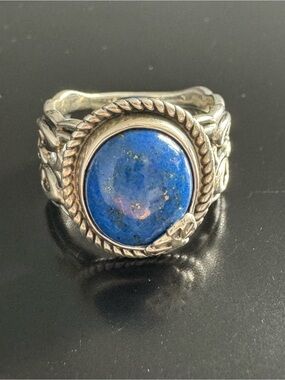 Carolyn Pollack Relios Sterling Lapis Lazuli Ring – Ornate Wide Band - Size 5.5